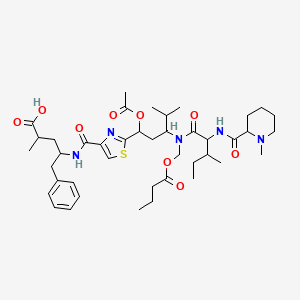 molecular formula C42H63N5O9S B12293992 Benzenepentanoic acid,g-[[[2-[(1R,3R)-1-(acetyloxy)-4-methyl-3-[[(2S,3S)-3-methyl-2-[[[(2R)-1-methyl-2-piperidinyl]carbonyl]amino]-1-oxopentyl][(1-oxobutoxy)methyl]amino]pentyl]-4-thiazolyl]carbonyl]amino]-a-methyl-, (aS,gR)- 