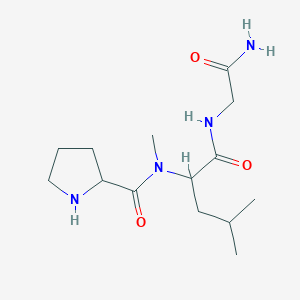 molecular formula C14H26N4O3 B12294017 N-[1-[(2-amino-2-oxoethyl)amino]-4-methyl-1-oxopentan-2-yl]-N-methylpyrrolidine-2-carboxamide 