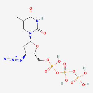 molecular formula C10H18N5O13P3 B12294079 [[(2S,3S,5R)-3-azido-5-(5-methyl-2,4-dioxo-1,3-diazinan-1-yl)oxolan-2-yl]methoxy-hydroxyphosphoryl] phosphono hydrogen phosphate 