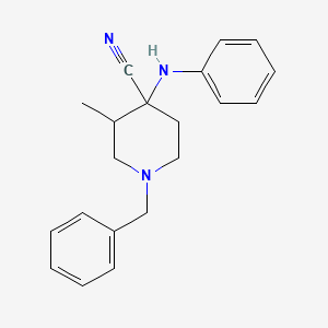 molecular formula C20H23N3 B12294100 trans-(+)-3-Methyl-4-(phenylaMino)-1-(phenylMethyl)-4-piperidinecarbonitrile 