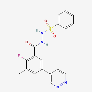 molecular formula C18H15FN4O3S B12294104 Benzoic acid, 2-fluoro-3-methyl-5-(4-pyridazinyl)-,2-(phenylsulfonyl)hydrazide 