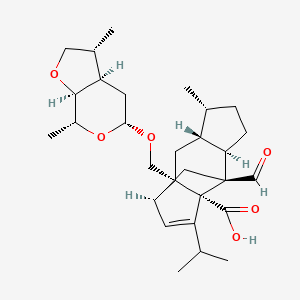 molecular formula C29H42O6 B12294149 1,4-Methano-s-indacene-3a(1H)-carboxylic acid, 4-formyl-8a-((((3R,3aR,5R,7R,7aS)-hexahydro-3,7-dimethyl-2H-furo(2,3-c)pyran-5-yl)oxy)methyl)-4,4a,5,6,7,7a,8,8a-octahydro-7-methyl-3-(1-methylethyl)-,(1R,3aR,4S,4aR,7R,7aR,8aS)- CAS No. 179464-93-8
