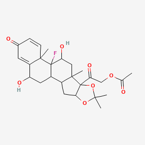 molecular formula C26H33FO8 B12294198 [2-(12-Fluoro-11,19-dihydroxy-6,6,9,13-tetramethyl-16-oxo-5,7-dioxapentacyclo[10.8.0.02,9.04,8.013,18]icosa-14,17-dien-8-yl)-2-oxoethyl] acetate 