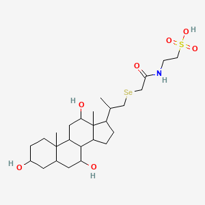 molecular formula C26H45NO7SSe B12294246 2-(2-{[2-(3,7,12-Trihydroxy-10,13-dimethylhexadecahydro-1H-cyclopenta[a]phenanthren-17-yl)propyl]selanyl}acetamido)ethane-1-sulfonic acid 