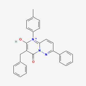 molecular formula C27H22N3O2+ B1229428 2-Hydroxy-1-(4-methylphenyl)-7-phenyl-3-(phenylmethyl)-4-pyrimido[1,2-b]pyridazin-5-iumone 