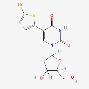 molecular formula C13H13BrN2O5S B1229429 5-(5-Bromothiophen-2-yl)-1-[4-hydroxy-5-(hydroxymethyl)oxolan-2-yl]pyrimidine-2,4-dione 