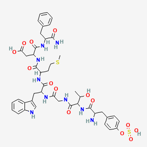molecular formula C44H55N9O14S2 B12294305 H-DL-Tyr(SO3H)-DL-xiThr-Gly-DL-Trp-DL-Met-DL-Asp-DL-Phe-NH2 