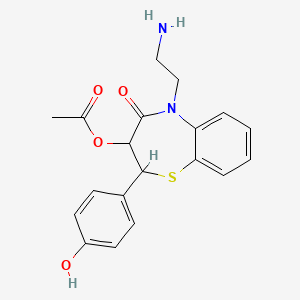 molecular formula C19H20N2O4S B12294313 [5-(2-Aminoethyl)-2-(4-hydroxyphenyl)-4-oxo-2,3-dihydro-1,5-benzothiazepin-3-yl] acetate 