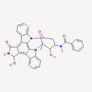 molecular formula C35H30N4O5 B12294354 N-(18-hydroxy-3-methoxy-2-methyl-16-oxo-29-oxa-1,7,17-triazaoctacyclo[12.12.2.12,6.07,28.08,13.015,19.020,27.021,26]nonacosa-8,10,12,14,19,21,23,25,27-nonaen-4-yl)-N-methylbenzamide 