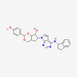 molecular formula C29H30N4O4 B12294358 6-[4-(2,3-dihydro-1H-inden-1-ylamino)pyrrolo[2,3-d]pyrimidin-7-yl]-2-(4-methoxyphenyl)-4,4a,5,6,7,7a-hexahydrocyclopenta[d][1,3]dioxin-7-ol 