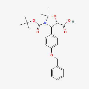 molecular formula C24H29NO6 B12294387 2,2-Dimethyl-3-[(2-methylpropan-2-yl)oxycarbonyl]-4-(4-phenylmethoxyphenyl)-1,3-oxazolidine-5-carboxylic acid 