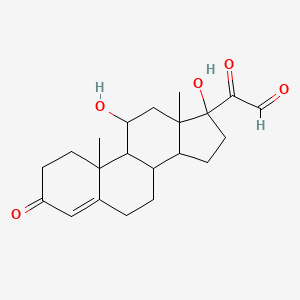 molecular formula C21H28O5 B12294526 2-(11,17-dihydroxy-10,13-dimethyl-3-oxo-2,6,7,8,9,11,12,14,15,16-decahydro-1H-cyclopenta[a]phenanthren-17-yl)-2-oxoacetaldehyde 