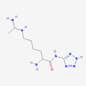 molecular formula C9H20N8O B12294541 L-N6-(1-Iminoethyl) Lysine 5-Tetrazole Amide, Dihydrochloride 