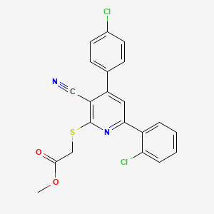 molecular formula C21H14Cl2N2O2S B12294603 Methyl 2-[6-(2-chlorophenyl)-4-(4-chlorophenyl)-3-cyanopyridin-2-yl]sulfanylacetate 