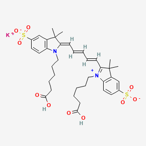 molecular formula C37H45KN2O10S2 B12294656 potassium;(2Z)-1-(5-carboxypentyl)-2-[(2E,4E)-5-[1-(5-carboxypentyl)-3,3-dimethyl-5-sulfonatoindol-1-ium-2-yl]penta-2,4-dienylidene]-3,3-dimethylindole-5-sulfonate 