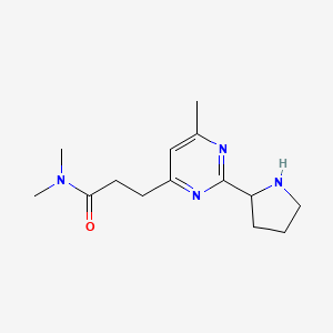 molecular formula C14H22N4O B12294672 N,N-dimethyl-3-(6-methyl-2-(pyrrolidin-2-yl)pyrimidin-4-yl)propanamide 