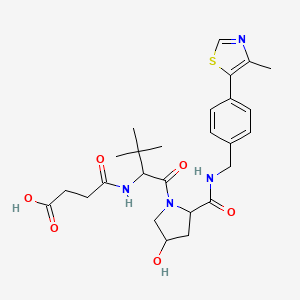 molecular formula C26H34N4O6S B12294725 3-({1-[4-Hydroxy-2-({[4-(4-methyl-1,3-thiazol-5-yl)phenyl]methyl}carbamoyl)pyrrolidin-1-yl]-3,3-dimethyl-1-oxobutan-2-yl}carbamoyl)propanoic acid 
