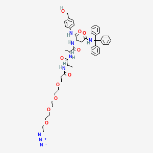 molecular formula C47H58N8O10 B12294747 (2S)-2-[[(2S)-2-[[(2S)-2-[3-[2-[2-[2-(2-azidoethoxy)ethoxy]ethoxy]ethoxy]propanoylamino]propanoyl]amino]propanoyl]amino]-N-[4-(hydroxymethyl)phenyl]-N'-trityl-butanediamide 
