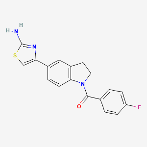 molecular formula C18H14FN3OS B12294792 (5-(2-Aminothiazol-4-yl)indolin-1-yl)(4-fluorophenyl)methanone 