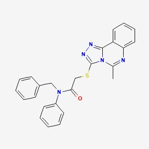 molecular formula C25H21N5OS B12294879 N-Benzyl-2-((5-methyl(1,2,4)triazolo(4,3-c)quinazolin-3-yl)thio)-N-phenylacetamide CAS No. 76989-42-9