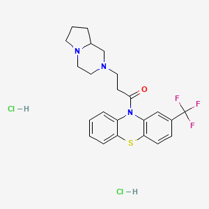 molecular formula C23H25ClF3N3OS B12294884 3-(3,4,6,7,8,8a-hexahydro-1H-pyrrolo[1,2-a]pyrazin-2-yl)-1-[2-(trifluoromethyl)phenothiazin-10-yl]propan-1-one;hydrochloride CAS No. 49780-09-8