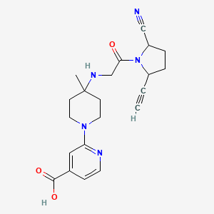 molecular formula C21H25N5O3 B12294932 2-[4-[[2-(2-Cyano-5-ethynylpyrrolidin-1-yl)-2-oxoethyl]amino]-4-methylpiperidin-1-yl]pyridine-4-carboxylic acid 