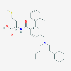 molecular formula C32H46N2O3S B1229496 2-[[4-[[Butyl(2-cyclohexylethyl)amino]methyl]-2-(2-methylphenyl)benzoyl]amino]-4-methylsulfanylbutanoic acid 