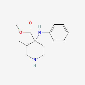 molecular formula C14H20N2O2 B12294985 Methyl 4-anilino-3-methylpiperidine-4-carboxylate 