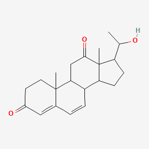 molecular formula C21H28O3 B12295022 17-(1-hydroxyethyl)-10,13-dimethyl-2,8,9,11,14,15,16,17-octahydro-1H-cyclopenta[a]phenanthrene-3,12-dione 