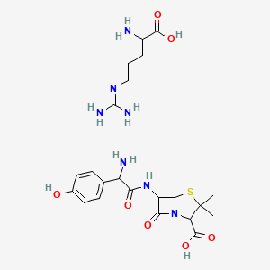 molecular formula C22H33N7O7S B12295030 L-arginine [2S-[2alpha,5alpha,6beta(S*)]]-6-[amino(p-hydroxyphenyl)acetamido]-3,3-dimethyl-7-oxo-4-thia-1-azabicyclo[3.2.0]heptane-2-carboxylate 