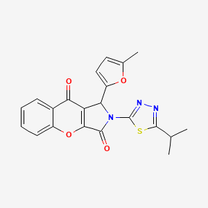 molecular formula C21H17N3O4S B1229505 1-(5-methylfuran-2-yl)-2-(5-propan-2-yl-1,3,4-thiadiazol-2-yl)-1H-chromeno[2,3-c]pyrrole-3,9-dione 