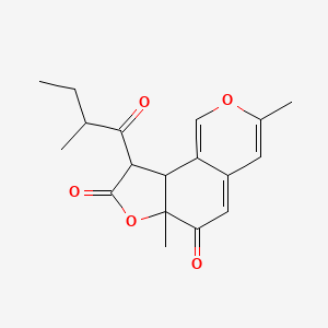 molecular formula C18H20O5 B12295052 3,6a-Dimethyl-9-(2-methylbutanoyl)-9,9a-dihydrofuro[2,3-h]isochromene-6,8-dione 