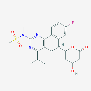 molecular formula C22H26FN3O5S B12295167 N-[8-fluoro-6-(4-hydroxy-6-oxooxan-2-yl)-4-propan-2-yl-5,6-dihydrobenzo[h]quinazolin-2-yl]-N-methylmethanesulfonamide 