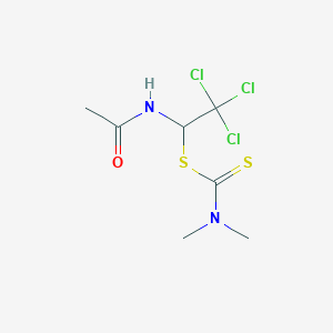 molecular formula C7H11Cl3N2OS2 B1229519 N,N-dimethylcarbamodithioic acid (1-acetamido-2,2,2-trichloroethyl) ester 
