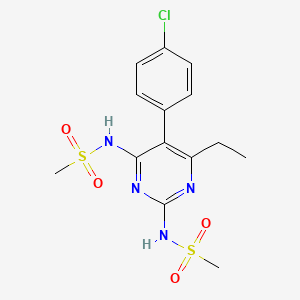 molecular formula C14H17ClN4O4S2 B12295229 N,N'-(5-(p-Chlorophenyl)-6-ethyl-2,4-pyrimidinediyl)bis methanesulfonamide CAS No. 7467-16-5