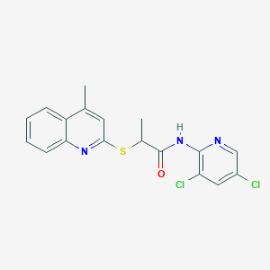 molecular formula C18H15Cl2N3OS B1229523 N-(3,5-dichloro-2-pyridinyl)-2-[(4-methyl-2-quinolinyl)thio]propanamide 