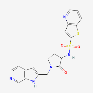 molecular formula C19H17N5O3S2 B12295246 N-[2-oxo-1-(1H-pyrrolo[2,3-c]pyridin-2-ylmethyl)pyrrolidin-3-yl]thieno[3,2-b]pyridine-2-sulfonamide 