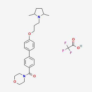 molecular formula C28H35F3N2O5 B12295268 [4-[4-[3-(2,5-Dimethylpyrrolidin-1-yl)propoxy]phenyl]phenyl]-morpholin-4-ylmethanone;2,2,2-trifluoroacetic acid 