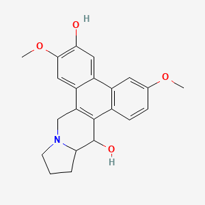 molecular formula C22H23NO4 B12295272 3,7-Dimethoxy-9,11,12,13,13a,14-hexahydrophenanthro[10,9-f]indolizine-6,14-diol 