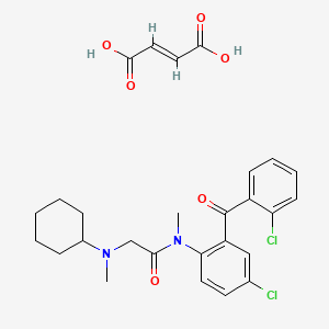 molecular formula C27H30Cl2N2O6 B12295283 (E)-but-2-enedioic acid;N-[4-chloro-2-(2-chlorobenzoyl)phenyl]-2-[cyclohexyl(methyl)amino]-N-methylacetamide CAS No. 75637-33-1