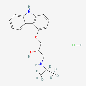 molecular formula C18H23ClN2O2 B12295335 (+/-)-Carazolol-d7 HCl (iso-propyl-d7) 
