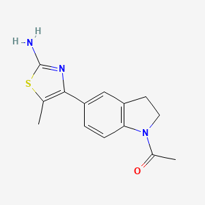 molecular formula C14H15N3OS B12295380 1-(5-(2-Amino-5-methylthiazol-4-yl)indolin-1-yl)ethan-1-one 