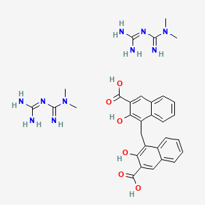 molecular formula C27H27N5O6 B12295510 4-[(3-carboxy-2-hydroxy-naphthalen-1-yl)methyl]-3-hydroxy-naphthalene-2-carboxylic acid; 2-(N,N-dimethylcarbamimidoyl)guanidine CAS No. 34461-22-8