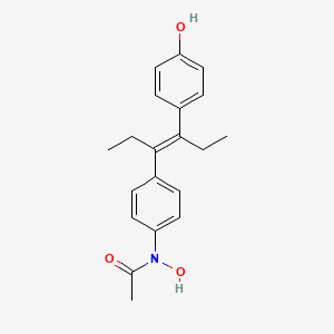 molecular formula C20H23NO3 B1229592 N-(4-(1-Ethyl-2-(4-hydroxyphenyl)-1-butenyl)phenyl)-N-hydroxyacetamide CAS No. 52498-24-5