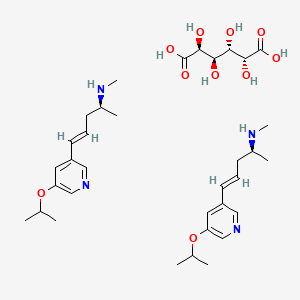 molecular formula C20H32N2O9 B12296103 (E,2S)-N-methyl-5-(5-propan-2-yloxypyridin-3-yl)pent-4-en-2-amine;(2S,3R,4S,5R)-2,3,4,5-tetrahydroxyhexanedioic acid CAS No. 252870-54-5