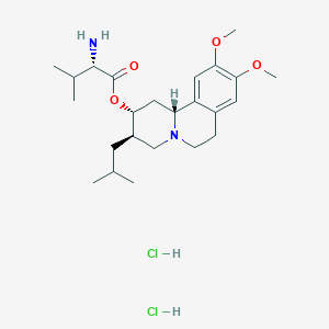 molecular formula C24H39ClN2O4 B12296249 [(2R,3R,11bR)-9,10-dimethoxy-3-(2-methylpropyl)-2,3,4,6,7,11b-hexahydro-1H-benzo[a]quinolizin-2-yl] (2S)-2-amino-3-methylbutanoate;hydrochloride CAS No. 1639208-51-7