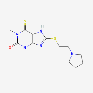 molecular formula C13H19N5OS2 B1229640 Theophylline, 8-(2-pyrrolidinoethyl)thio-6-thio- CAS No. 6559-86-0