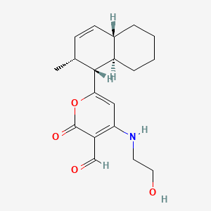molecular formula C19H25NO4 B12296468 6-[(1R,2R,4aS,8aR)-2-methyl-1,2,4a,5,6,7,8,8a-octahydronaphthalen-1-yl]-4-(2-hydroxyethylamino)-2-oxo-pyran-3-carbaldehyde 