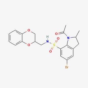 1-acetyl-5-bromo-N-(2,3-dihydro-1,4-benzodioxin-3-ylmethyl)-2-methyl-2,3-dihydroindole-7-sulfonamide