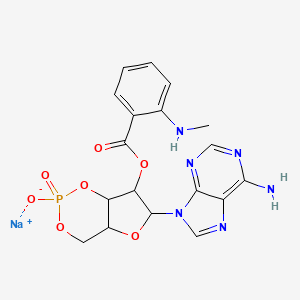 molecular formula C18H18N6NaO7P B12296788 Benzoic acid, 2-(methylamino)-,(4aR,6R,7R,7aR)-6-(6-amino-9H-purin-9-yl)tetrahydro-2-hydroxy-2-oxido-4H-furo[3,2-d]-1,3,2-dioxaphosphorin-7-yl ester 